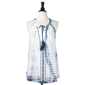 Mystree White Tie Dye Tassel Tront Tank